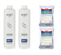 ICAN LONDON KIT Candeggina Capelli Crema Perossido 40 Vol 12% 1000 ml 2 Pack + Rapid Blue Powder 500g 2 Pack