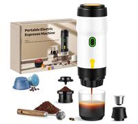 ICARE Caffettiera Portatile, Macchina Caffè Espresso 3-in-1, 20BAR Pressione, 92°C Estrazione, Batteria 7500mAh, Ricarica USB/Auto, Macchina Caffe Portatile per Capsule e Caffè Macinato (Bianco)