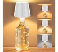 ICARE Lampada a LED per bottiglie, luminosità regolabile e temperatura del colore, ricarica USB-C, per diversi colli di bottiglia (bianco)