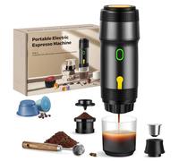 ICARE Macchina Caffe Portatile, Caffettiera Portatile 3-in-1, 20BAR, 92°C Estrazione, 7500mAh, Ricarica USB/12V Auto, Macchina Caffè Espresso per Capsule e Caffè Macinato (Nero)