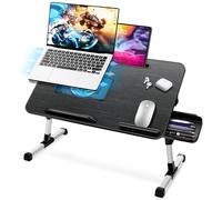 ICARE Tavolino da Letto, Regolabile in Altezza und Angolo, Scrivania da Letto con Ventola PC, Supporto per Tablet, Cassettiera, Tavolo per Letto, Divano, Pavimento (53 x 30cm, Nero)