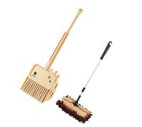 ICDKOYK 3x Mini scopa con paletta per la polvere, mocio, strumenti per la pulizia per bambini, rosa, Marrone