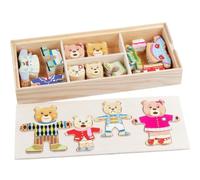 ICDKOYK Puzzle della famiglia di orsi in legno che incoraggia il gioco e | caratteristiche sicure e naturali, realizzato per bambini sani. Coniglietto di legno
