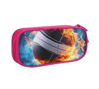 Ice and Fire - Astuccio per matite con stampa pallavolo, per trucchi, gioielli, portatile, da viaggio, colore: nero, rosa, Taglia unica, Astuccio portamatite