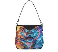 Ice and Fire - Borsa a tracolla con stampa leone scontro e fuoco, da donna, pochette con cinghie rimovibili, per viaggi, lavoro, palestra