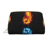 Ice and Fire Boxe Borsa cosmetica impermeabile portatile in pelle con cerniera per viaggi a casa per organizzare articoli da toeletta vari, bianco, taglia unica, Bianco, One size