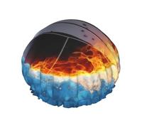 Ice and Fire - Cuffia da doccia per pallavolo, unisex, regolabile, riutilizzabile, a doppio strato, impermeabile, fodera in EVA, fascia elastica per capelli per tutte le lunghezze