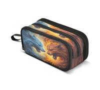 Ice and Fire Monster - Astuccio grande con 3 scomparti, per la scuola, per ragazzi e ragazze, Multicolore, Taglia unica, Organizer per borse