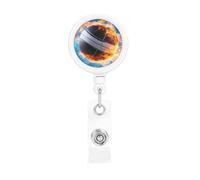 Ice and Fire Pallavolo Badge Reel retrattile ID Badge Clip Divertente Lavoro Badge Holder con coccodrillo Clip in plastica leggera Porta carte di nome per infermiere, insegnanti, regali per ufficio