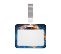 Ice and Fire - Porta badge da pallavolo con cordino orizzontale in plastica con finestra trasparente, protezione impermeabile per carte d'identità, per infermieri, insegnanti, ufficio