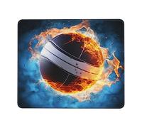 Ice and Fire - Tappetino per mouse con stampa pallavolo, con base in gomma antiscivolo, tappetino per mouse da ufficio, per computer portatile, gaming, lavoro, 17,8 x 21,8 cm