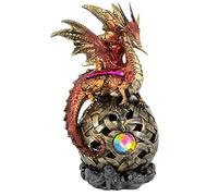 ICE ARMOR Statuetta decorativa a forma di dragone rosso su luce LED, 20,3 cm, per ufficio, scrivania, soggiorno, tavolo, regalo perfetto per la casa nuova, multicolore