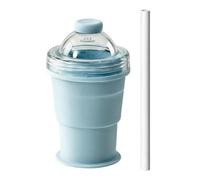 Ice Ball Maker Mold - Silicone Water Bottle, Leakproof Spherical Press with Integrated Straw Lid, Foldable Chilling Container, Portable Beverage Chiller, Flexible Ice Tray for Milk Beer Soda