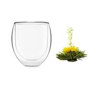 Ice - Bicchiere con fiore di tè, 320 ml, in vetro borosilicato a doppia parete
