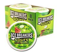 Ice Breakers Sours, Zucchero, Sapore di anguria e mela verde, confezione da 8 x 42 g