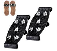 Ice Cleats - Adjustable Five Tooth Crampon Set, Non Slip Grip Spikes with Elastic Fit System Stability, Ideal for Men Women Outdoor Winter Hiking Climbing Fishing Mountaineering Camping