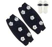 Ice Cleats Traction Grips, 2 Piece Anti Slip Lightweight Shoe Spikes, Durable Snow Ice Crampon Overshoes, Stretch Fit Outdoor Footwear Attachment For Walking Hiking Mountaineering Fishing Winter