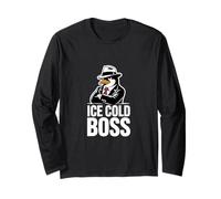 Ice Cold Boss Penguin Mafia Umorismo Divertente Maglia a Manica