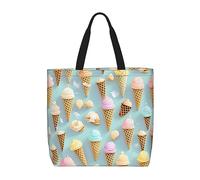 Ice Cream And Waffle Pattern Borsa A Mano Impermeabile Borsa Tracolla Pieghevole Shopper Bag Per Ufficio Casa Picnic