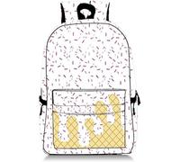 Ice Cream Backpack Kawaii Shoulder Backpacks, Cute Large Capacity Daypack, Lightweight for Women Men Daily Use Travel Hiking Camping (White)