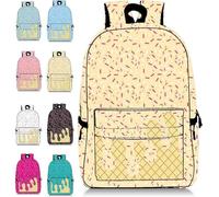 Ice Cream Backpack,Large Capacity Lightweigh Laptop Shoulder Bag with Side Pockets,Kawaii Shoulder Bagpacks for Women Men Daily Use (Yellow)