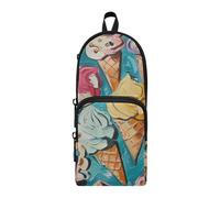 Ice Cream Cute Doodle Art Nylon 3 Scomparti Grande Astuccio Studio & Astuccio Multifunzionale per Scuola Superiore Cancelleria Organizzatore per le Donne High School 1600ml