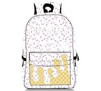 Ice Cream Drip Backpack, Ice Cream Backpack Kawaii Shoulder Bag, for Women Men Daily Use Travel Hiking Camping (White)