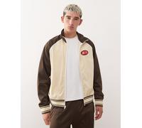 Ice Cream - Giacca sportiva marrone e beige con stampa di cane che corre e chiusura con zip in coordinato-Multicolore S