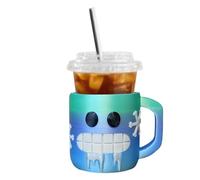 Ice Cream Holder, Smiling Face Cup, 5.91x4.72in 3d Printed Pint, Reusable Authentic Design, Two Matching Spoons for Hot Weather, Outdoor Picnic, Travel, Kids, Adults, Birthday