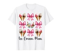 Ice Cream Man Cono Rosa Coquette Bow Maglietta