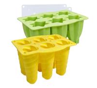 Ice Cream Molds Set - 2 Pack 6 Cavity Ice Pop Maker for Frozens Treats | Food Grade Silicone Flexible Build, Easy Release Popsicled Tray, Reusable Dessert Mold for Juice Milk Jam Summer Party Use