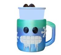 Ice Cream Pint Holder, 3D Printed Dessert Cup, 5,91 x 4,72 x 5,51 Inches Reusable Smiling Face Container, Double Spoon Storage, Ideal for Summer Picnic, Outdoor Travel, Kids Birthday Gathering