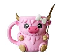 Ice Cream Pint Holder, Highland Cow Sleeve, Leakproof Dessert Cup Cover with Antifreeze Handle Grip for Outdoor Movie Nights Camping Picnic Family Trips Party Travel Use, 6.69x5.12 Inches