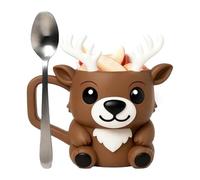 Ice Cream Pint Holder With Handle - Cute Reindeer 3D Printed Accessories | Christmas Ice Cream Cup For Kids Candies Yogurt Cake Desserts Summer Party Camping Fruit Food Drinking Kitchen