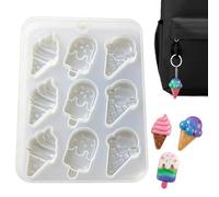Ice Cream Shape Silicone Mold | 9-Cavity Melts Mould | Effortless To Use Stretchable Ice Cream Shaped Resin Mold,Convenient For Jewelry Keychain Pendant DIY Crafts Party Candy Baking Fondant