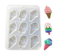 Ice Cream Shaped Silicone Mold - 9-Cavity Casting Mould, Ice Cream Cute Keychain Pendant Silicone Resin Mold For DIY Crafts Party Jewelry Keychain Pendant Candy Baking Fondant Chocolate Soap Making