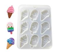 Ice Cream Silicone Mold, 9 Cavity Melts Mould, Ice Cream Shaped Resin with Flexible Design, Baking Mold, DIY Tool with Easy Release, Long Lasting Use for Jewelry Keychain Pendant Candy Fondant Party