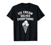 Ice Cream Solves Everything - Cono per Amanti del Gelato Maglietta