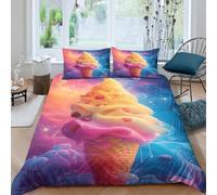 Ice cream swirlSet Di Copripiumino morbida 3 Pezzi stampa di 3D cerniera nascosta fantasy cosmic dessert copripiumino incluso federe aiosa for bambini adulti ragazzi Super king（260x220cm）