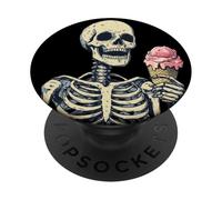 Ice Cream Time con uno scheletro divertente per adulti e bambini PopSockets PopGrip Adesivo