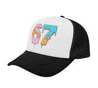 Ice Cream Trucker Hat - Adjustable Baseball Caps, 67 Number Embroidered Cap, Comfortable Mesh Ball Cap for Men Women Outdoor Travel Sports Casual Wear, Summer Sun Protection Hat for Family Friends Use