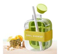 Ice Cube Bottle Maker, Ice Cube Bottle, 2 in 1 Touch-Free Ice Cube Tray Water Bottle with Lid and Bin, Water Bottle Ice Cube Tray, Ice Tray for Water Bottle, Water Bottle Ice Stick (Verde 500ml)