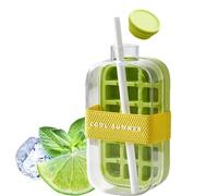Ice Cube Bottle Maker, Ice Cube Bottle, Ice Cube Tray With Lid and Bin, Silicone Water Bottle Ice Cube Tray Press, Easy Ice Release for Coffee, Juice, And Beverages (Verde 800ml)