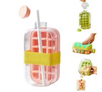 Ice Cube Bottle with Straw, 2 in 1 Touch-Free Ice Cube Tray Water Bottle, Borraccia per Cubetti di Ghiaccio con Cannuccia, Stampo per Cubetti di Ghiaccio (Rosa, 800ml)