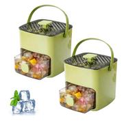 Ice Cube Maker With Storage - 48 Cubes at Once,2-In-1 Large Capacity Silicone Ice Cube Tray and Ice Storage Box Set,Includes Ice Scoop & Tong,Effortless Ice-Making,Just Press & Release (Green +Green)