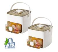 Ice Cube Maker With Storage - 48 Cubes at Once,2-In-1 Large Capacity Silicone Ice Cube Tray and Ice Storage Box Set,Includes Ice Scoop & Tong,Effortless Ice-Making,Just Press & Release (White +White)