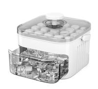 Ice Cube Tray With Easy Press Lid | PP, 5,9 x 3,7 in | Portable Ice Maker Mold Container For Freezer | DIY Whiskey Cocktail Coffee Beverage Íce Block