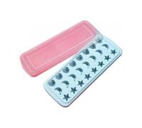 Ice Cube Tray with Lid Star Moon Heart Shape 24 Cavity Silicone Safe Durable Whiskey Ice Puck - Sky Blue