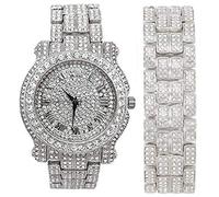 Ice D out orologio e bracciale Fit for a King. Da uomo hip hop Iced out finto diamante colore argento e braccialetto set regalo - L0504B argento