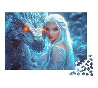 Ice Dragon Queen Puzzle 1000 Pezzi Cartone Spesso Per Adolescenti 12-18, Puzzle Allenamento Mentale, Divertimento Vacanza, Regalo Anniversario Per Adolescenti 38x26cm/1000pcs